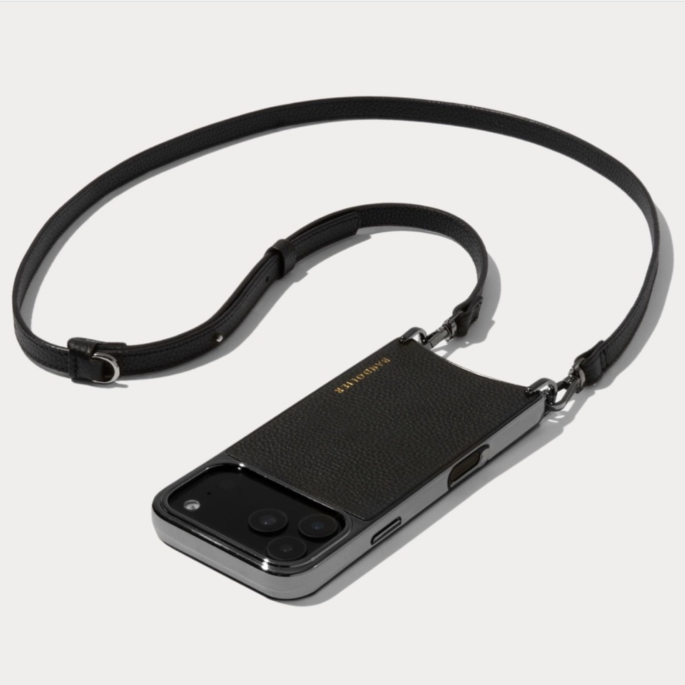 Bandolier Rayna Crossbody Strap (CASE NOT INCLUDED) in Black and Pewter